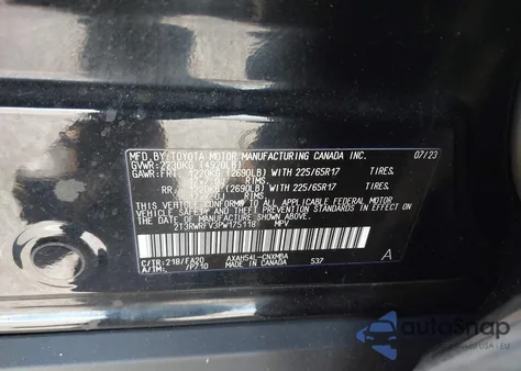 2023 Toyota Rav4 Hybrid Xle z USA, uszkodzony, nr VIN 2T3RWRFV3PW175118